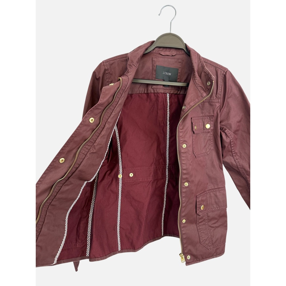 J.Crew The Downtown Field Jacket Burgundy Maroon Cotton Utility Coat 19034 S - Picture 5 of 9